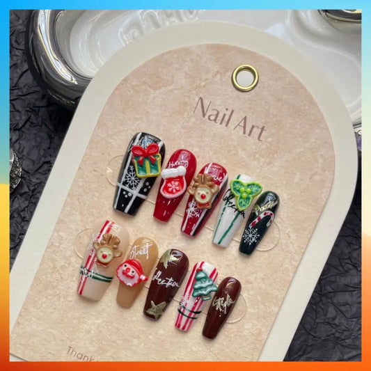 Wenston Christmas Series 3D Handmade Press On Nails False Nails