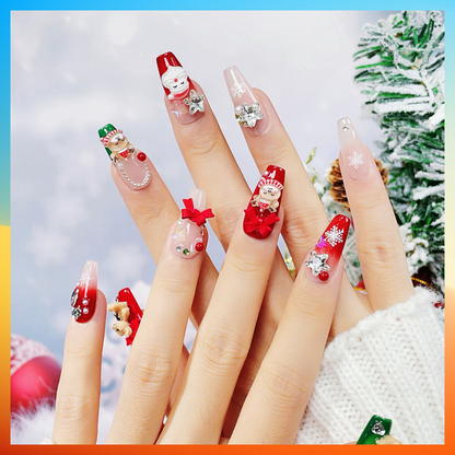 5D Handmade Press On Nails Christmas Style Festive False Nails