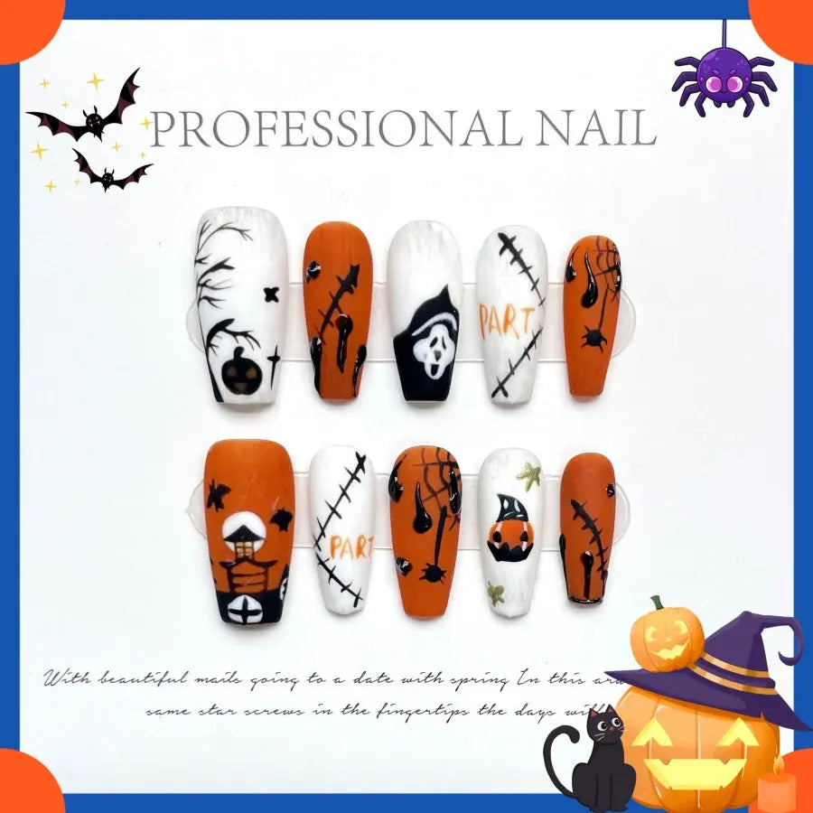 Wenston Halloween Handmade 3D Press On Nails False Nails Wenston