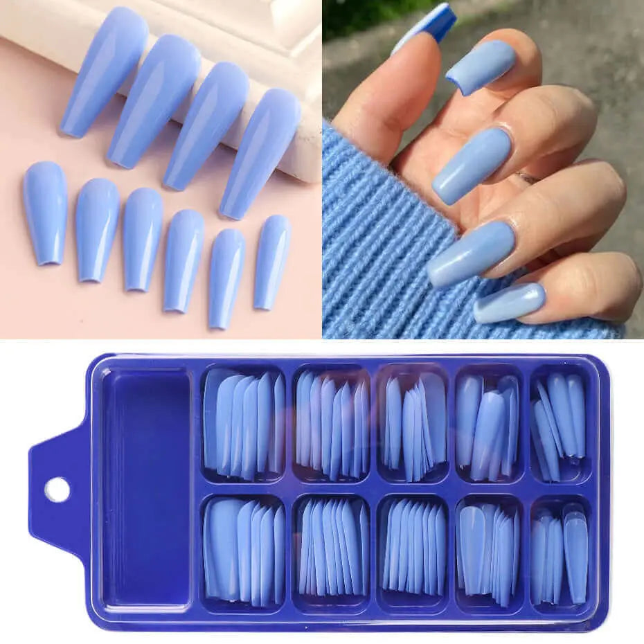 100pcs False Nails Press On Nails Acrylic Extension Coffin Forms Nail Tips - Wenston beauty