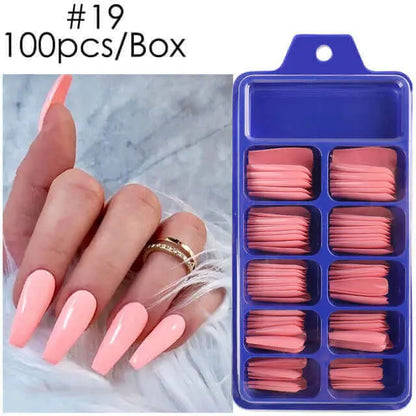 100pcs False Nails Press On Nails Acrylic Extension Coffin Forms Nail Tips - Wenston beauty