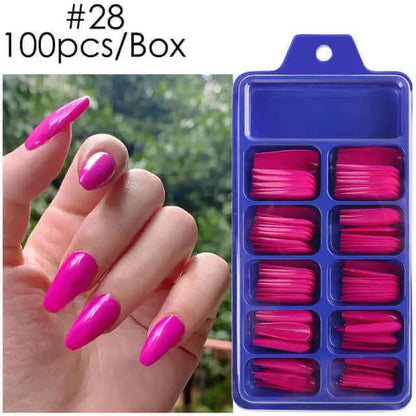 100pcs False Nails Press On Nails Acrylic Extension Coffin Forms Nail Tips - Wenston beauty