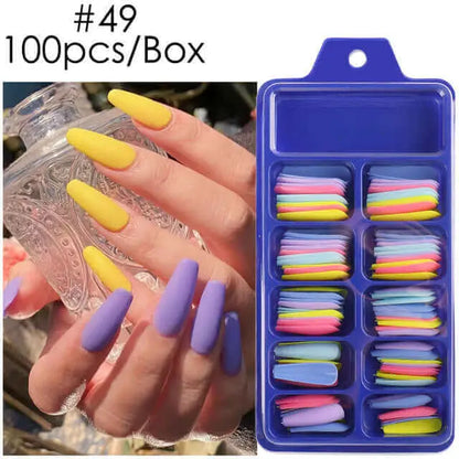 100pcs False Nails Press On Nails Acrylic Extension Coffin Forms Nail Tips - Wenston beauty