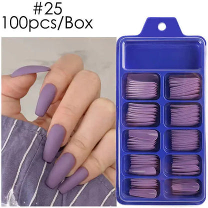 100pcs False Nails Press On Nails Acrylic Extension Coffin Forms Nail Tips - Wenston beauty