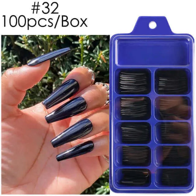 100pcs False Nails Press On Nails Acrylic Extension Coffin Forms Nail Tips - Wenston beauty