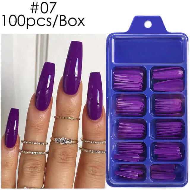 100pcs False Nails Press On Nails Acrylic Extension Coffin Forms Nail Tips - Wenston beauty