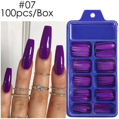 100pcs False Nails Press On Nails Acrylic Extension Coffin Forms Nail Tips - Wenston beauty