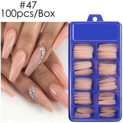 100pcs False Nails Press On Nails Acrylic Extension Coffin Forms Nail Tips - Wenston beauty