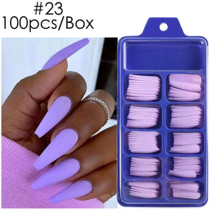 100pcs False Nails Press On Nails Acrylic Extension Coffin Forms Nail Tips - Wenston beauty