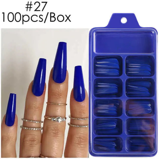 100pcs False Nails Press On Nails Acrylic Extension Coffin Forms Nail Tips - Wenston beauty