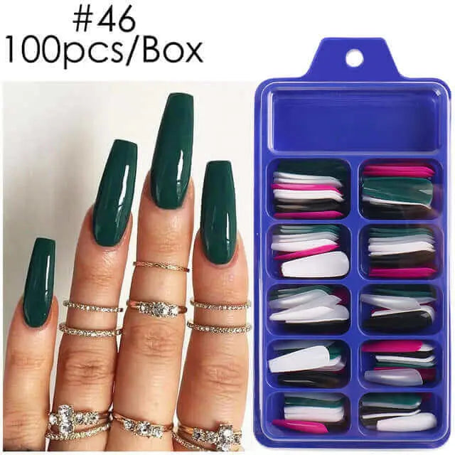 100pcs False Nails Press On Nails Acrylic Extension Coffin Forms Nail Tips - Wenston beauty