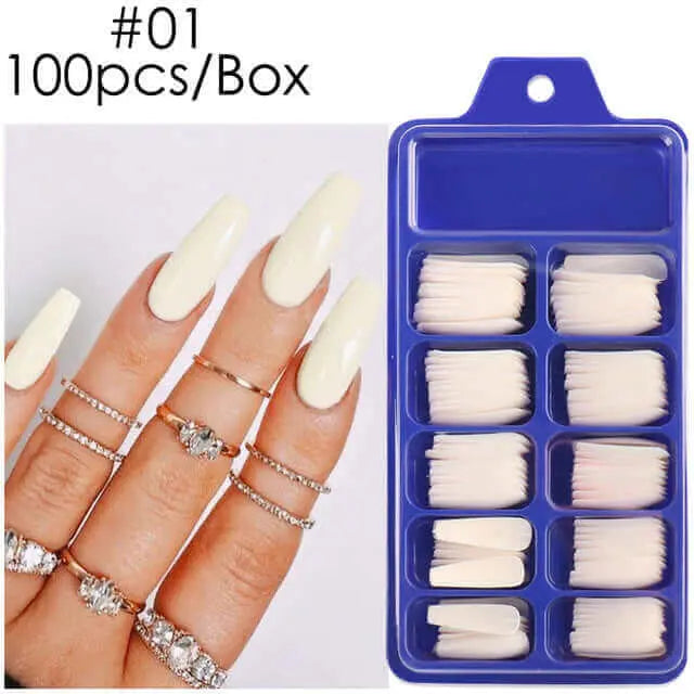 100pcs False Nails Press On Nails Acrylic Extension Coffin Forms Nail Tips - Wenston beauty