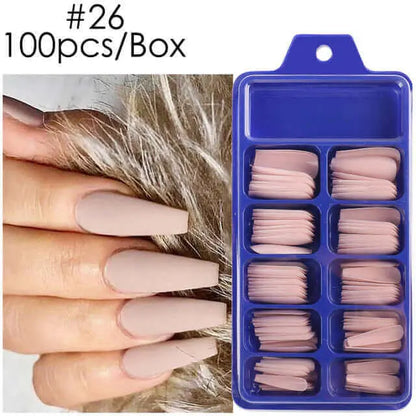 100pcs False Nails Press On Nails Acrylic Extension Coffin Forms Nail Tips - Wenston beauty