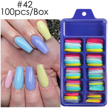 100pcs False Nails Press On Nails Acrylic Extension Coffin Forms Nail Tips - Wenston beauty