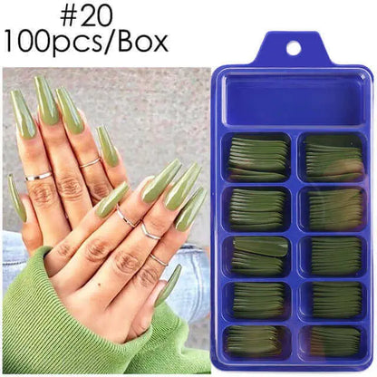 100pcs False Nails Press On Nails Acrylic Extension Coffin Forms Nail Tips - Wenston beauty