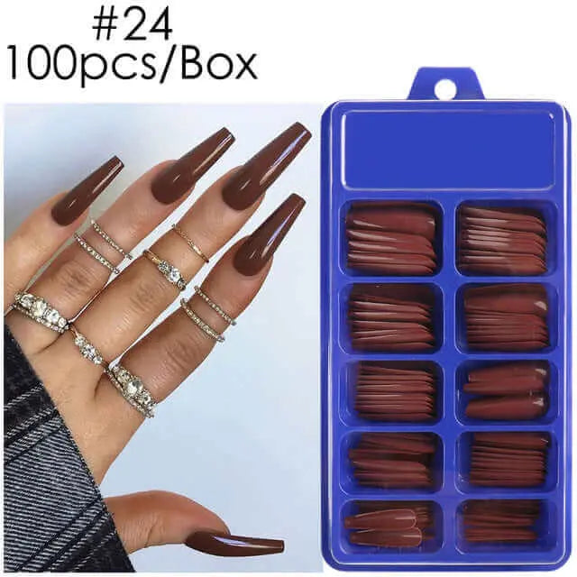 100pcs False Nails Press On Nails Acrylic Extension Coffin Forms Nail Tips - Wenston beauty