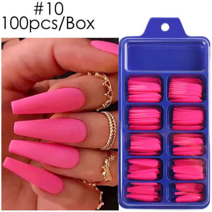 100pcs False Nails Press On Nails Acrylic Extension Coffin Forms Nail Tips - Wenston beauty