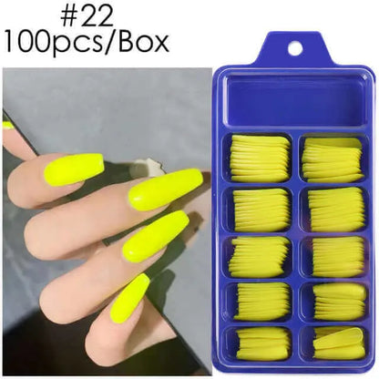 100pcs False Nails Press On Nails Acrylic Extension Coffin Forms Nail Tips - Wenston beauty