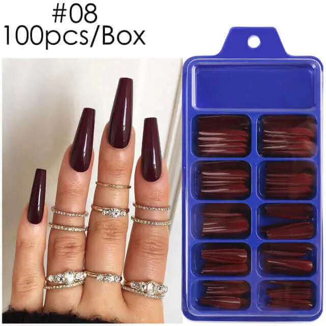 100pcs False Nails Press On Nails Acrylic Extension Coffin Forms Nail Tips - Wenston beauty