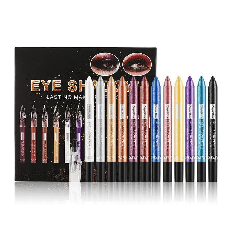 12 Colors Eye Pencil Highlighter Eyeshadow Pencil Eyeliner Pen - Wenston beauty