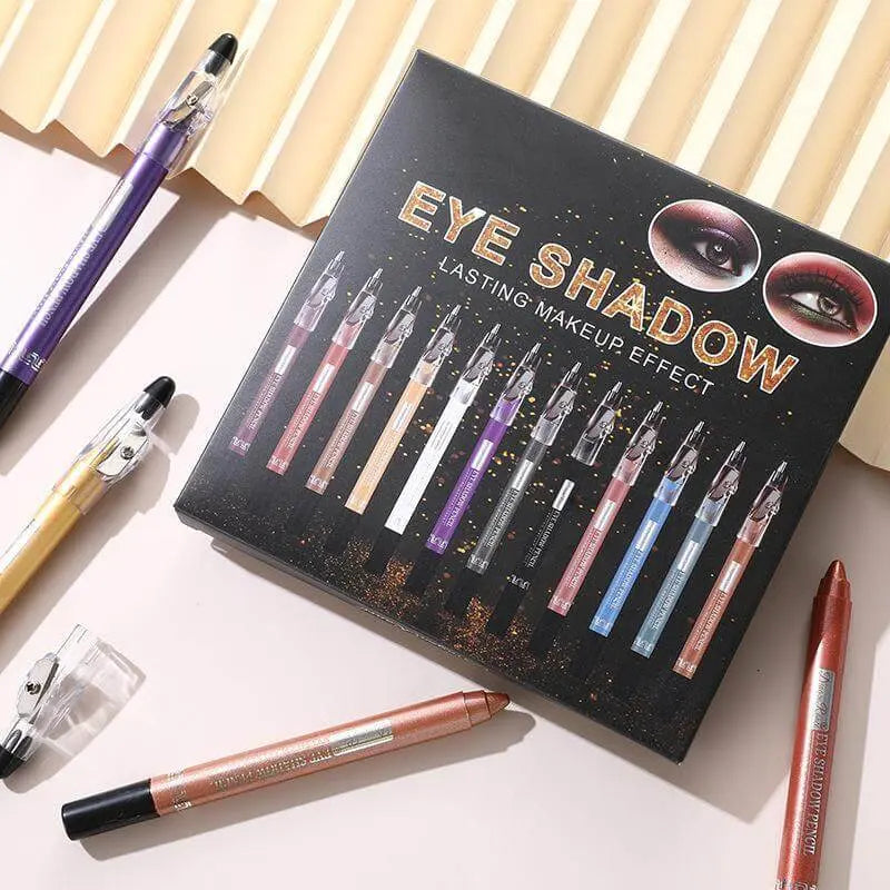 12 Colors Eye Pencil Highlighter Eyeshadow Pencil Eyeliner Pen - Wenston beauty