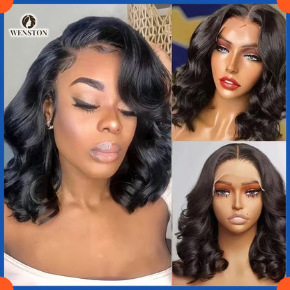 WENSTON Bouncy Vietnamese 16 Inch 5x5 Closure Human Hair Wig for Women