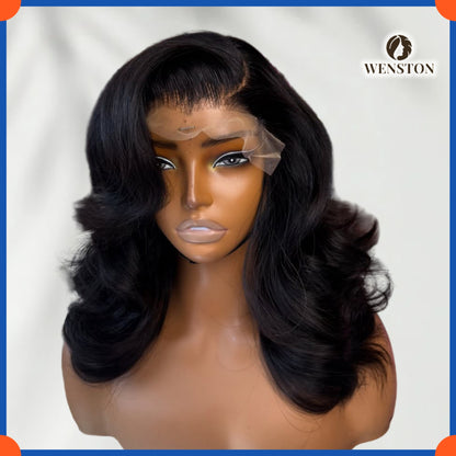 WENSTON Bouncy Vietnamese 16 Inch 5x5 Closure Human Hair Wig for Women
