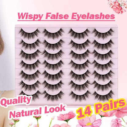 14 Pairs Wispy Mink Lashes Fluffy Eyelashes - Wenston beauty