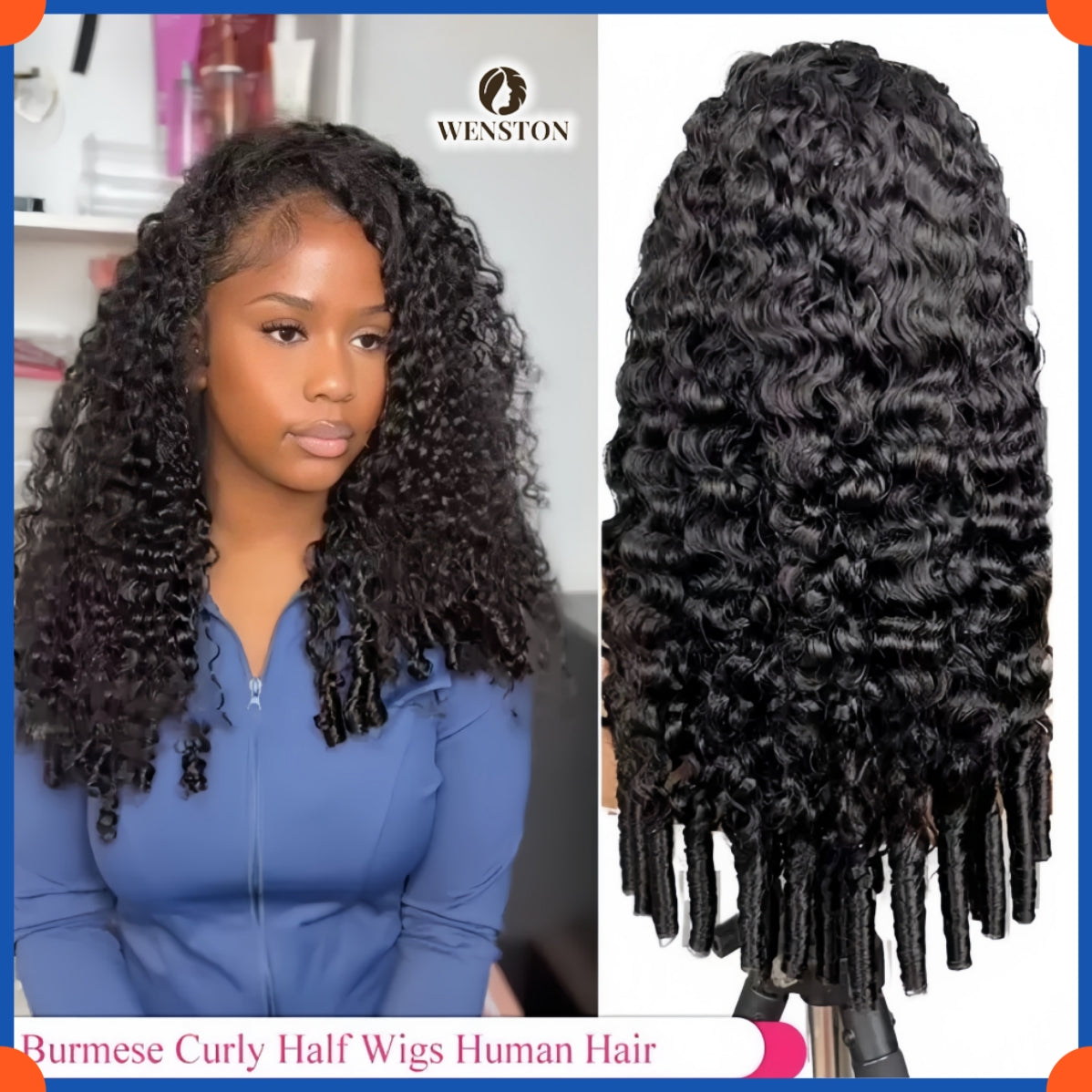 WENSTON Burmese Curly Wig 5×5 Closure 13×4 Wigs for African American Women