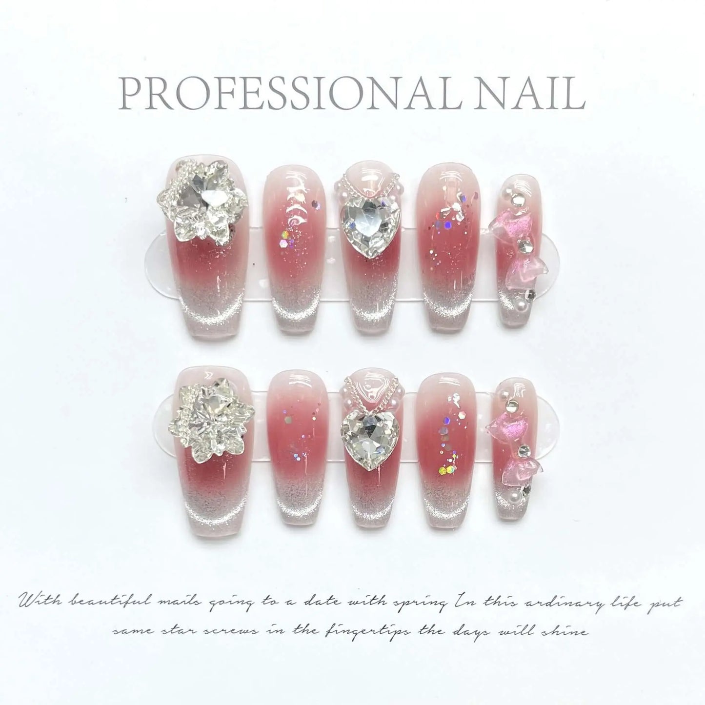  Wenston 3D Fashion Handmade Press On Nails Gel False Nails