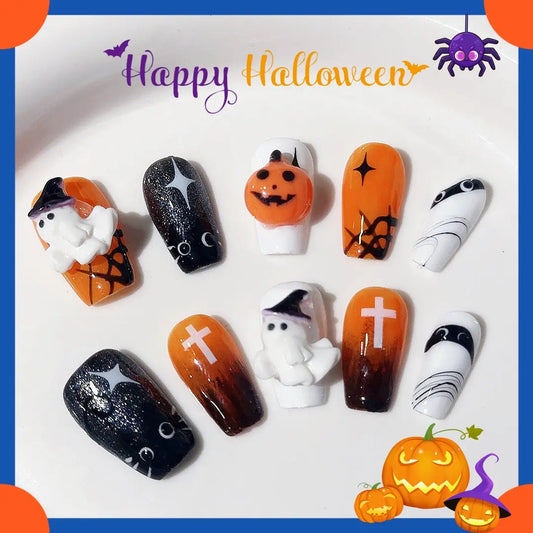 5D Halloween Handmade Press On Nails Festive False Nails Wenston