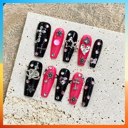 2024 Newest 5D Handmade Press On Nails Long fake nails