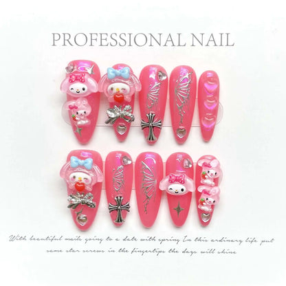  Wenston 3D Fashion Handmade Press On Nails Gel False Nails