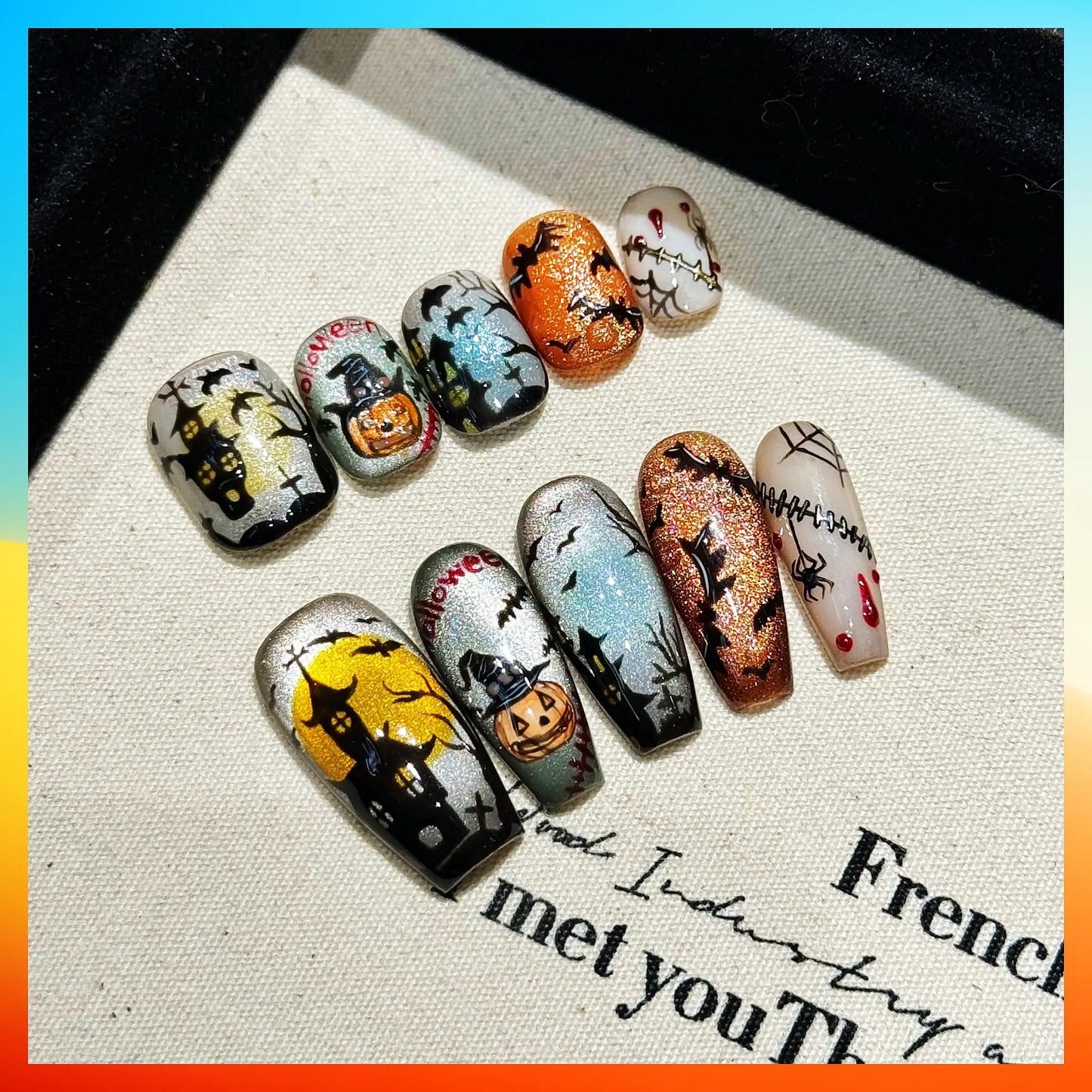 Halloween 5D Handmade Press On Nails Festive False Nails For Women Wenston