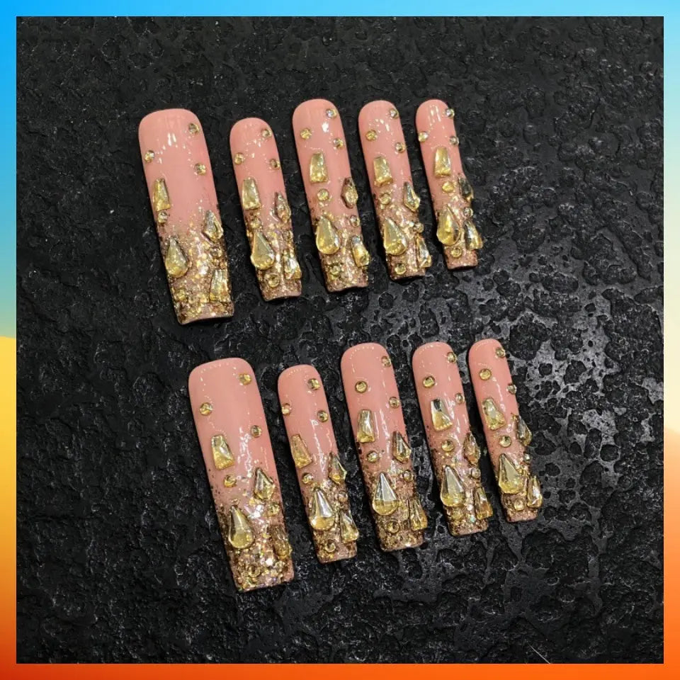 2024 Newest 5D Handmade Press On Nails Long fake nails