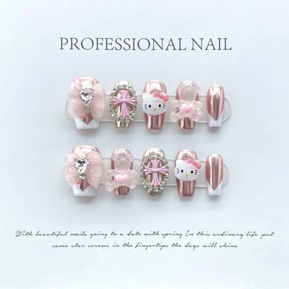 Wenston 3D Fashion Handmade Press On Nails Gel False Nails