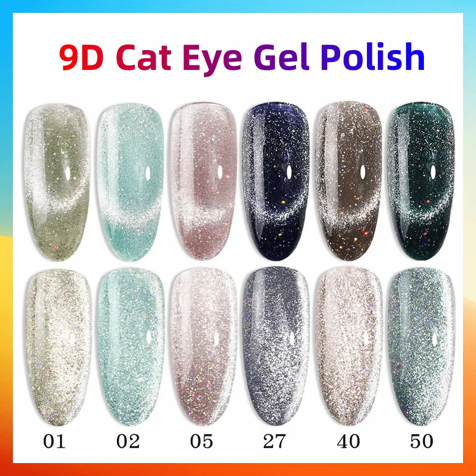 Wenston 9D Cat Eye Gel Nail Polish 14 Colors Shiny Cat Eyes