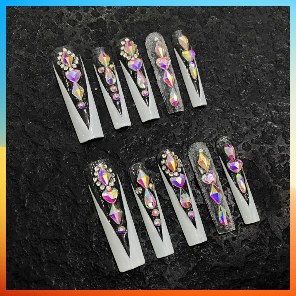 2024 Newest 5D Handmade Press On Nails Long fake nails