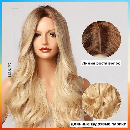 Ombre Blonde Wig Long Wavy Wig 