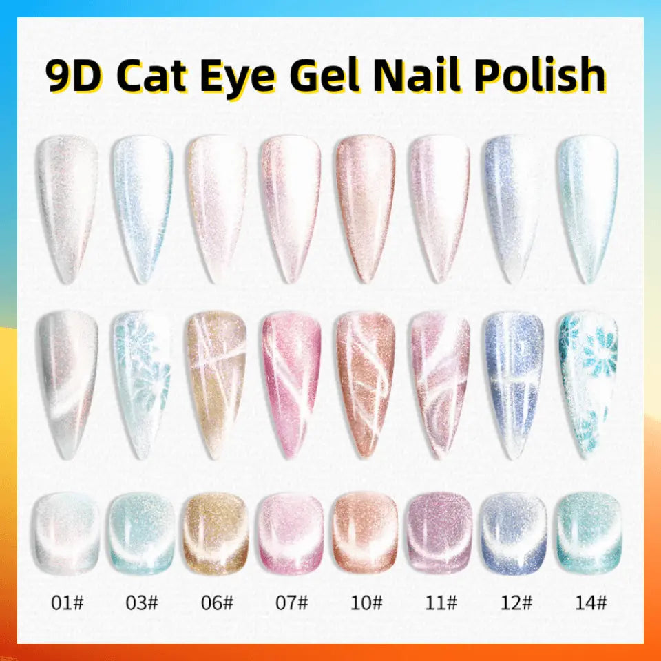 Wenston 9D Cat Eye Gel Nail Polish 14 Colors Shiny Cat Eyes