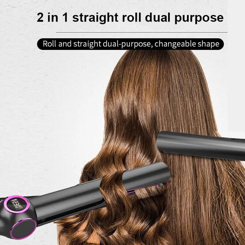 2 in 1 Hot Tools Professional Hair Straightener Hairstyling Iron - Wenston beauty