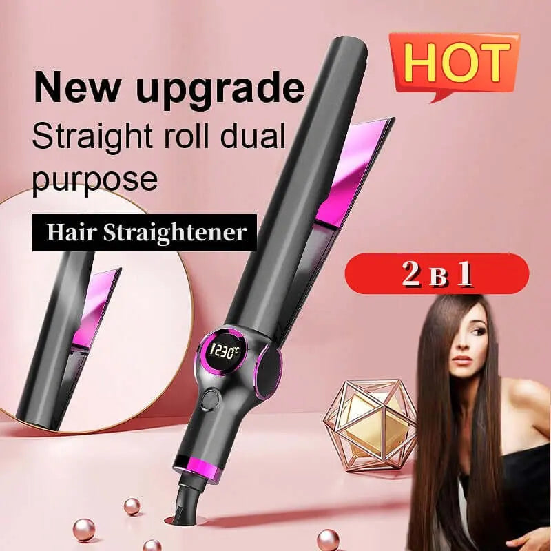 2 in 1 Hot Tools Professional Hair Straightener Hairstyling Iron - Wenston beauty