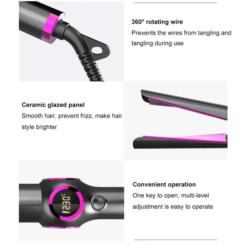 2 in 1 Hot Tools Professional Hair Straightener Hairstyling Iron - Wenston beauty