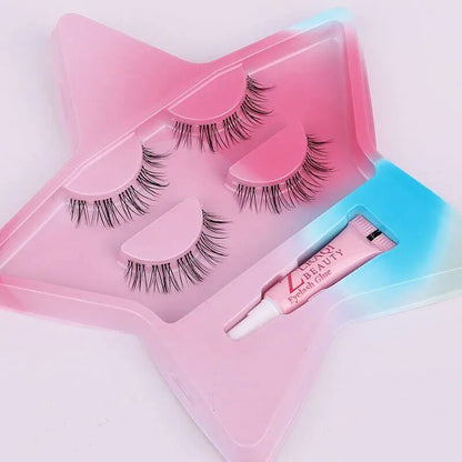 2 Pairs Waterproof False Eyelashes with Eyelash Glue - Wenston beauty