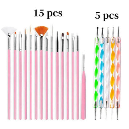 20Pcs Nail Art Brush Acrylic Gel UV Polish Manicure Tools - Wenston beauty