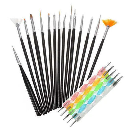 20Pcs Nail Art Brush Acrylic Gel UV Polish Manicure Tools - Wenston beauty