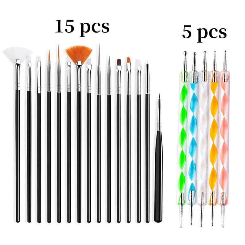 20Pcs Nail Art Brush Acrylic Gel UV Polish Manicure Tools - Wenston beauty