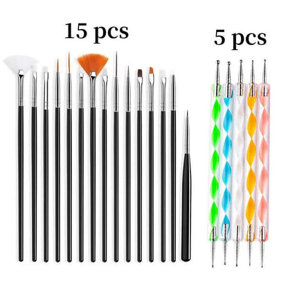 20Pcs Nail Art Brush Acrylic Gel UV Polish Manicure Tools - Wenston beauty