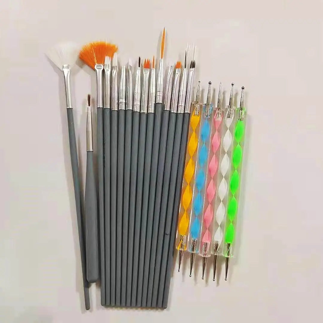 20Pcs Nail Art Brush Acrylic Gel UV Polish Manicure Tools - Wenston beauty