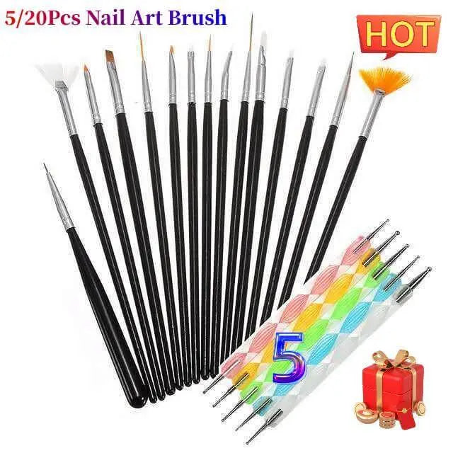 20Pcs Nail Art Brush Acrylic Gel UV Polish Manicure Tools - Wenston beauty